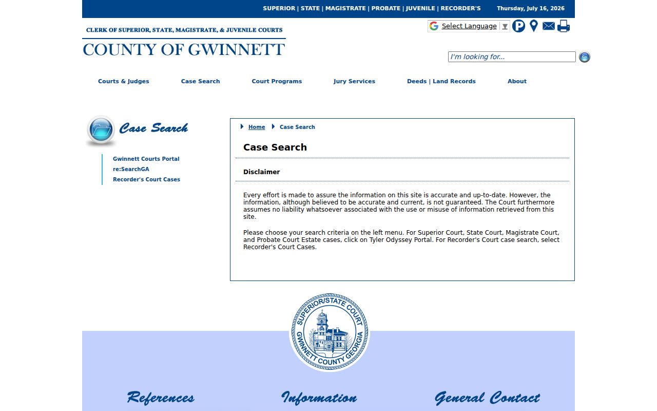 Lawrenceville people search at the Gwinnett court case gateway
