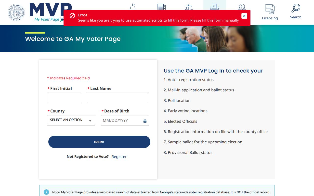 Lawrenceville voter records lookup on Georgia My Voter Page